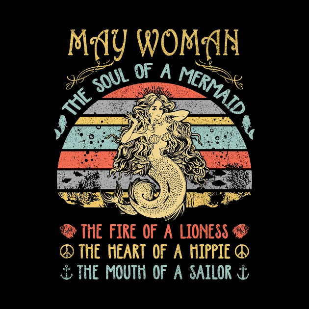 May Woman The Soul Of A Mermaid Vintage Birthday Gift by Shops PR