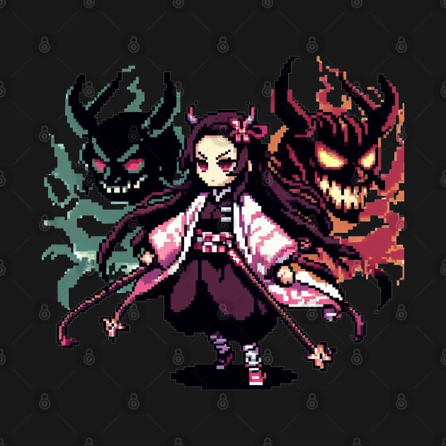 nezuko pixel art by Ngab Dur Podcast