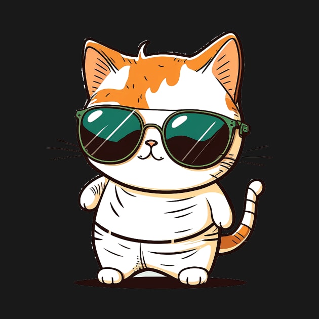 Cute ginger cat wearing sunglasses by ramith-concept