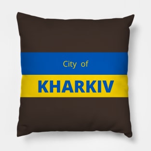 City of Kharkiv in Ukraine Flag Pillow