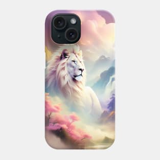 Lion in the sky double exposure wildlife forests Phone Case