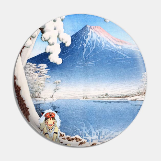 Ukiyo-e snow & mount fuji Mononoke Pin by geekmethat