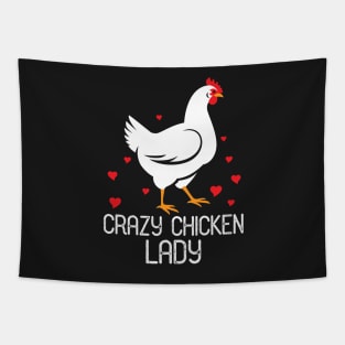 Crazy Chicken Lady With Hearts Tapestry