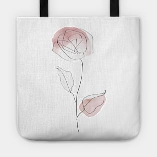 One Line Rose Botanical Abstract Tote