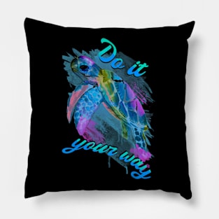 Turtle, Flower, Positive, Marine, Spiritual Pillow