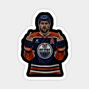 Leon Draisaitl MEMEM MIDDLE FINGER WHITE 90S Magnet