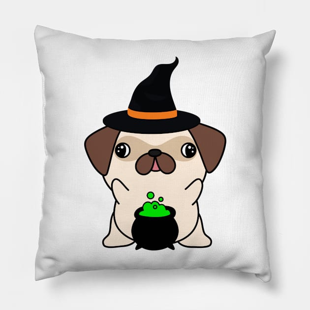 Cute pug dog is a witch Pillow by Pet Station