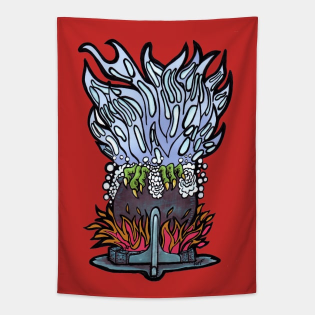 Cauldron Bubble Tapestry by Toonacarbra Studio