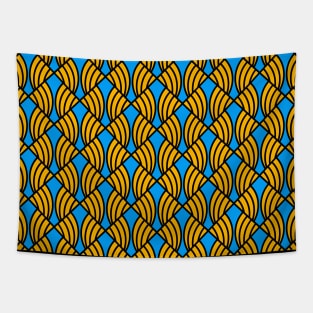 Art Deco Pattern No 77 - Blue - Antique Pattern Tapestry