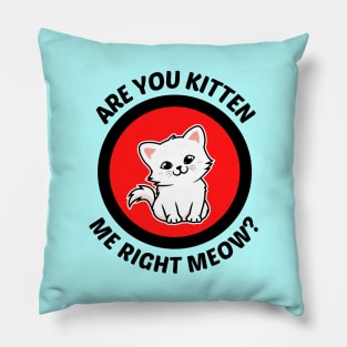 Are You Kitten Me Right Meow - Cute Cat Pun Pillow