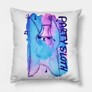 Party Sloth Watercolor Pillow