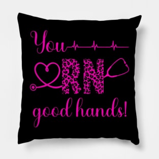 You RN Good Hands! Leopard Print Pillow