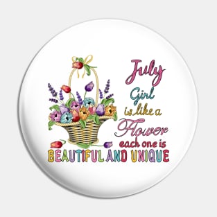 July Girl - Flower Basket Pin