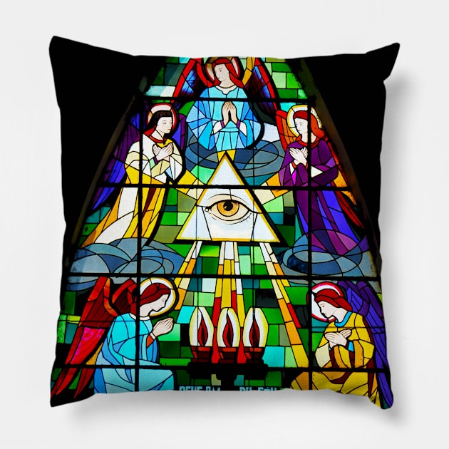 Ancient Church Stained Glass Pillow by Emalhures