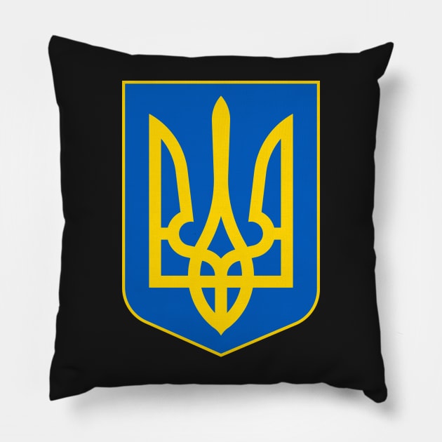 Coat of Arms of Ukraine - Tryzub Pillow by FaelynArt