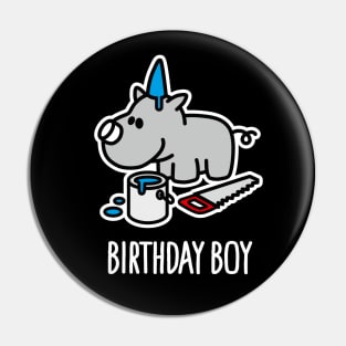 Funny birthday boy Rhino party hat happy birthday cartoon Pin