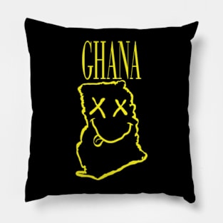 Vibrant Ghana Africa x Eyes Happy Face: Unleash Your 90s Grunge Spirit! Smiling Squiggly Mouth Dazed Happy Face Pillow