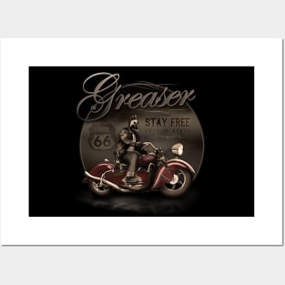 Rockabilly Greaser Girl on Motorcycle Canvas Art