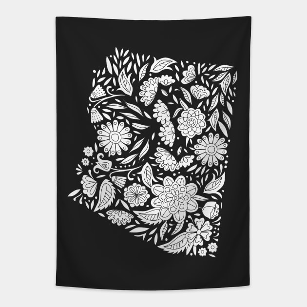 Flowers Arizona State Map, State Map of Arizona, USA Tapestry by annagrunduls