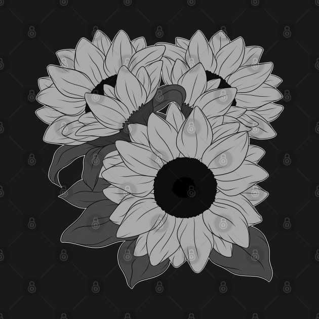 Simple Sunflowers - Grayscale by leashonlife