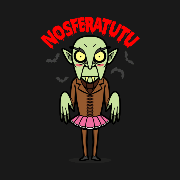 Funny Cute Retro Vintage Nosferatu Dracula Vampire In Tutu Cartoon by Originals By Boggs