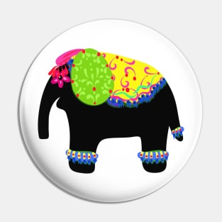 Black Circus Elephant Pin