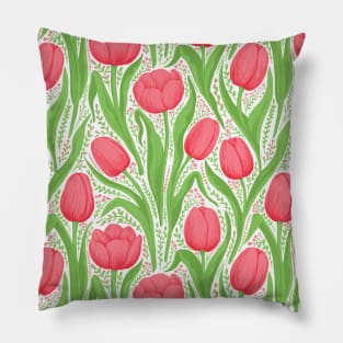 Tulips in red and green Pillow