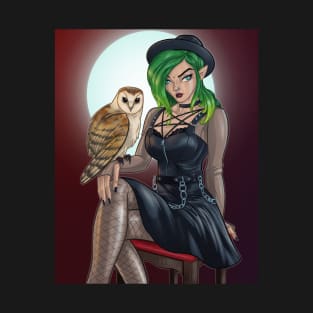 Witch and Owl pinup T-Shirt