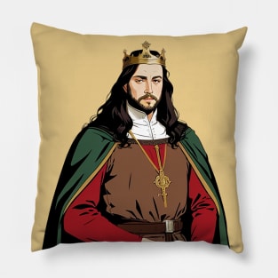 Regal King in Red and Green Pillow