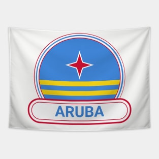 Aruba Country Badge - Aruba Flag Tapestry