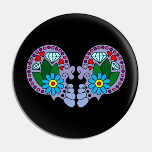 Sugar Skull Heart Pin