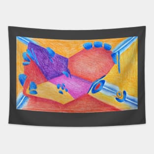 abstract in red and blue Tapestry