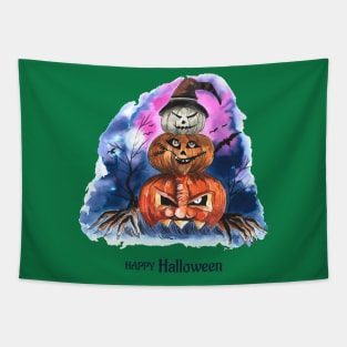 happy Halloween Pumpkin Trio Tapestry