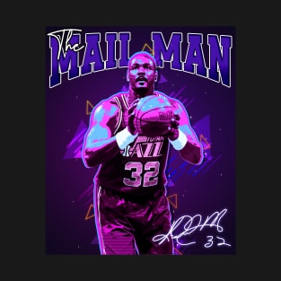 Karl Malone The Mail Man Basketball Legend Signature Vintage Retro 80s 90s Bootleg Rap Style T-Shirt