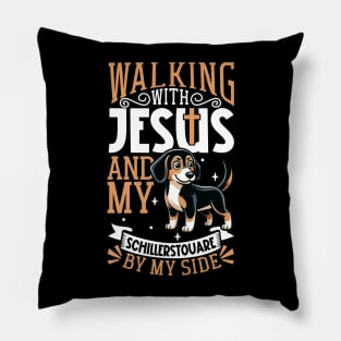 Jesus and dog - Schiller Hound Pillow