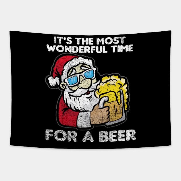 Christmas-It's The Most Wonderful Time For A Beer Tapestry by AlphaDistributors