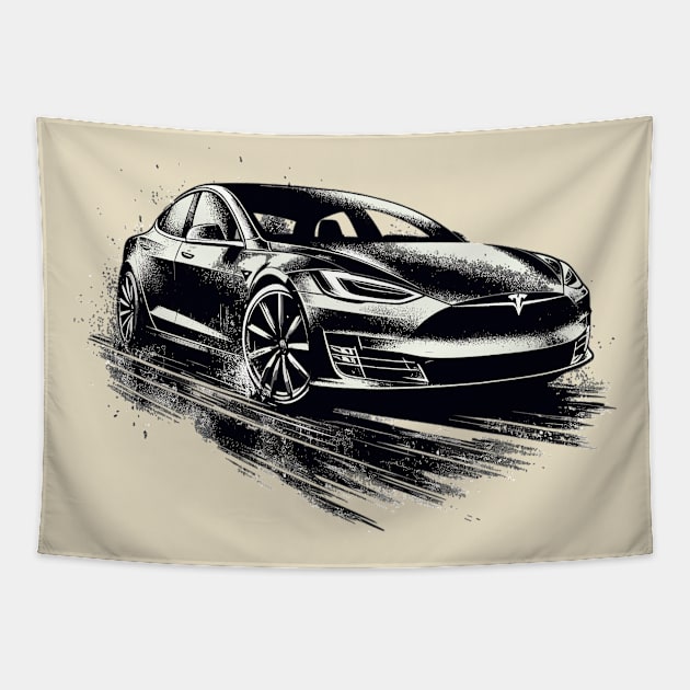 Tesla Model S Tapestry by Vehicles-Art