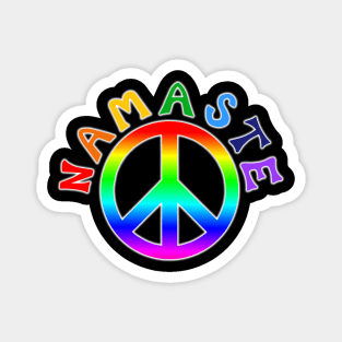 Namaste Rainbow Pride Peace Sign Magnet