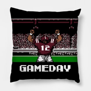 Maroon and White Gameday Retro 8 Bit Linebacker Pillow