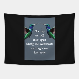 Loss of a Partner or Spouse Hummingbird Condolence / Sympathy Message (Grey Blue Background) Tapestry