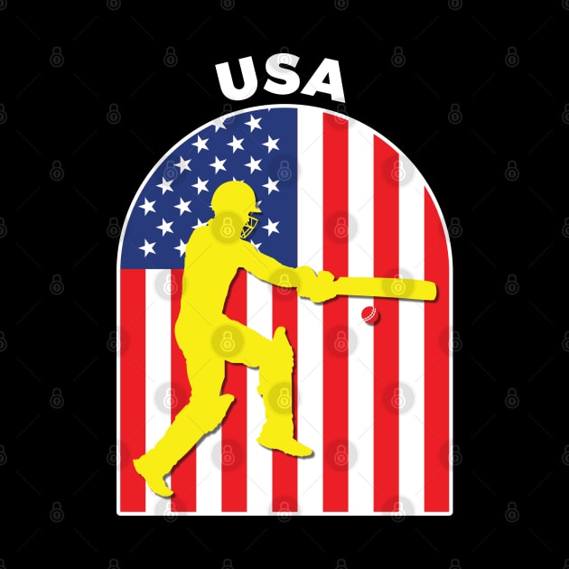 USA Cricket Batsman American Flag by DPattonPD