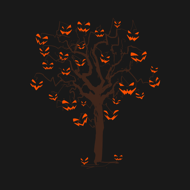 Jack O Lantern Pumpkin Halloween Tree - Autumn Trick or Treat by Area31Studios