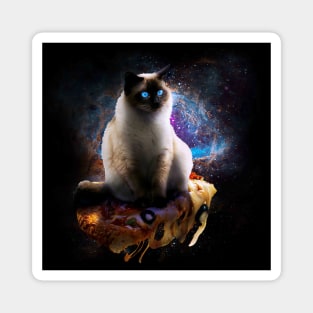 Galaxy Space Siamese Cat On Pizza Magnet