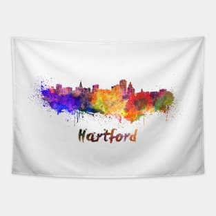 Hartford skyline in watercolor Tapestry