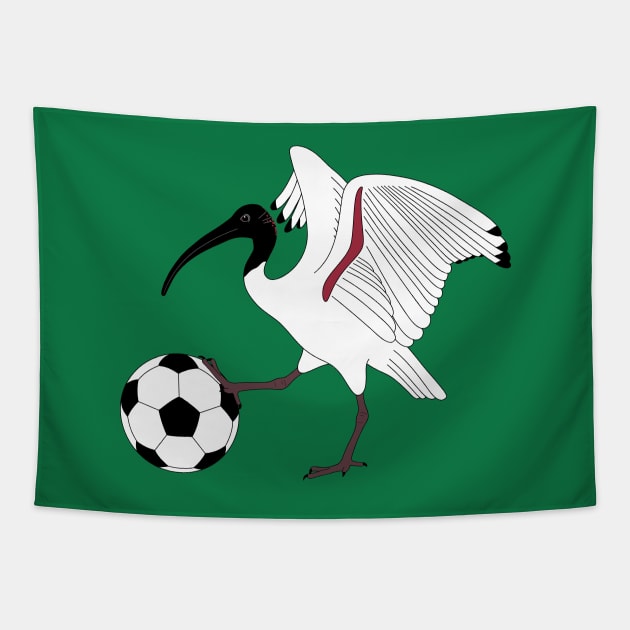 Bin Chicken Playing Soccer Tapestry by BinChickenBaby