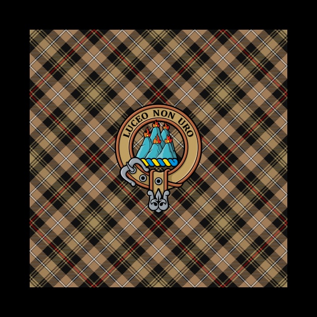 Clan MacKenzie Crest over Brown Hunting Tartan by sifis