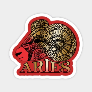 Aries ram astrology zodiac birth sign sun sign faux gold Magnet