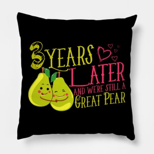 '3 Years Later Still a Great Pear' Funny Anniversary Gift Pillow