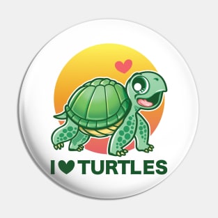 I Love Turtles Pin