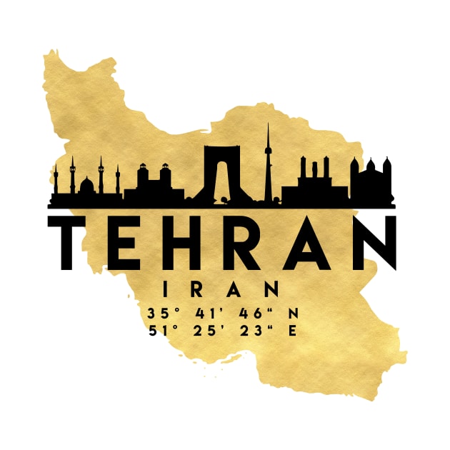 Tehran Iran Skyline Map Art by deificusArt